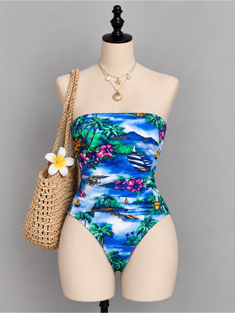 Tommy Bahama Shaping Blue Floral 1 piece
